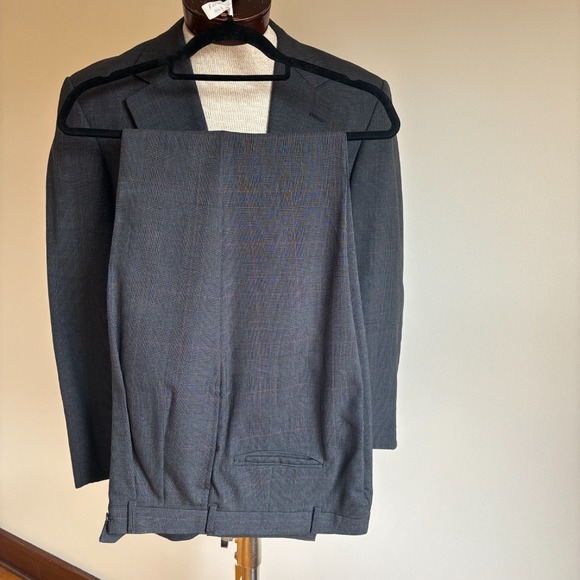 Vintage Made in USA Reichardt's Plaid Wool Suit 2-Button Blazer 44R Pants‎ 34x30